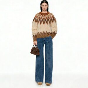 MARANT ÉTOILE Natania brushed Fair Isle intarsia-knit sweater size FR 34